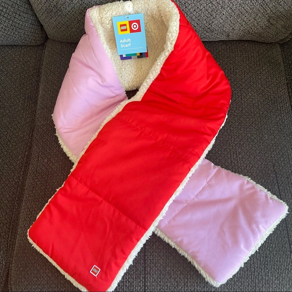 Lego Pink & Red puffer  Scarf